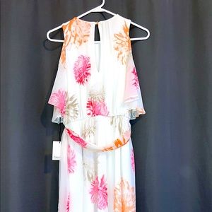Calvin Klein Dress, White with Floral Design